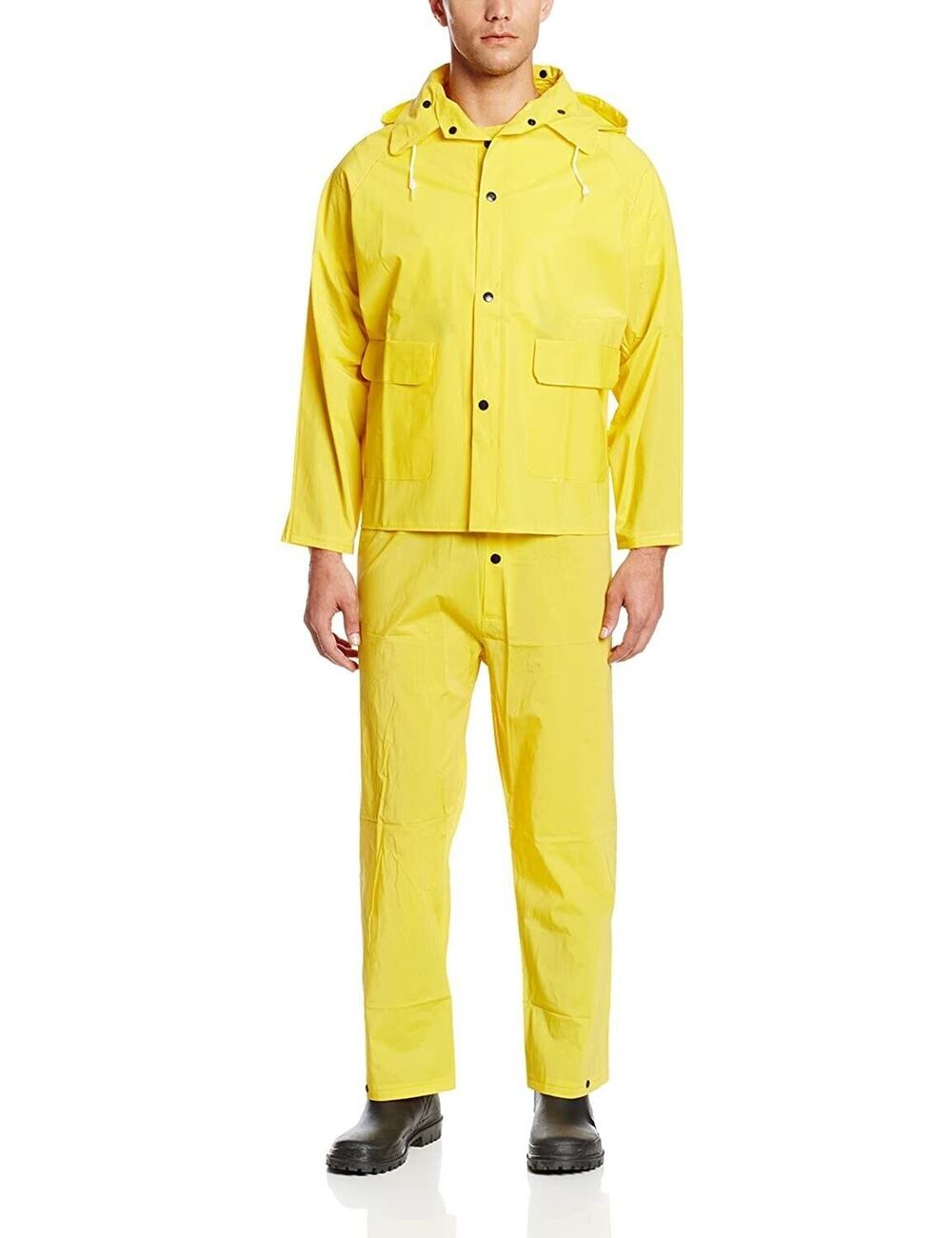 4XL Onguard 3 Piece Suit Jacket Bib Overall Hood Yellow Protective Clothing PVC